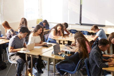 Photo of high school student in classroom