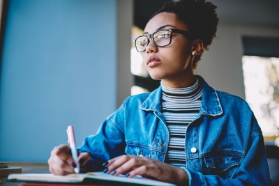 Female student studying