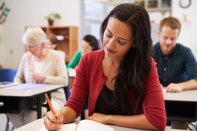 Female adult student in classroom